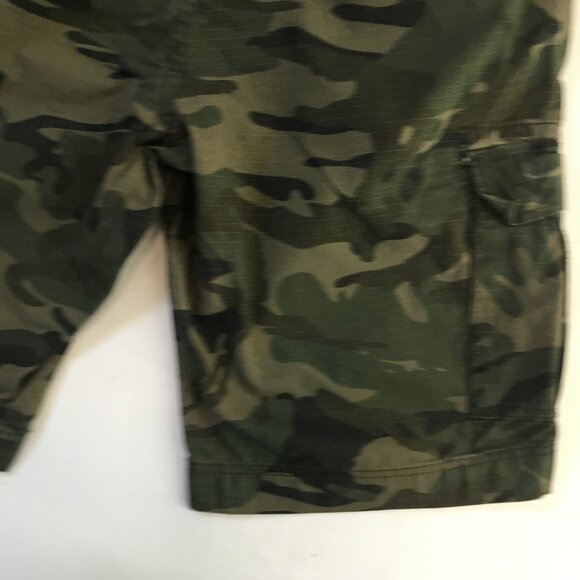 Camouflage Cargo Long Shorts Men's 34 Green Zipper Fly 100% Cotton Army - Picture 11 of 14